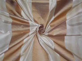 100% Pure Silk Taffeta Fabric Cream x Gold Satin color Stripes 54" wide TAF#S139[14]