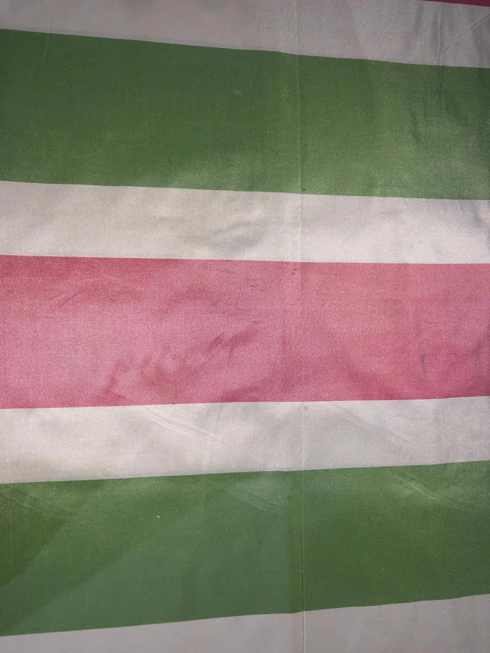 100% Pure Silk Taffeta Fabric SALMON PINK,CREAM AND GREEN stripe TAFS139[4] 54&quot; wide