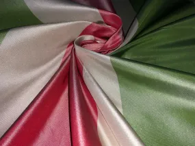 100% Pure Silk Taffeta Fabric SALMON PINK,CREAM AND GREEN stripe TAFS139[4] 54&quot; wide