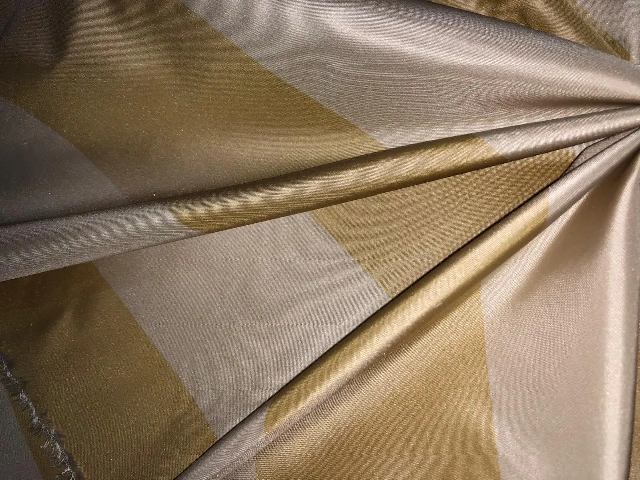 100% Silk Taffeta Fabric  cream and gold Stripes TAFS161[2] 54&quot; wid