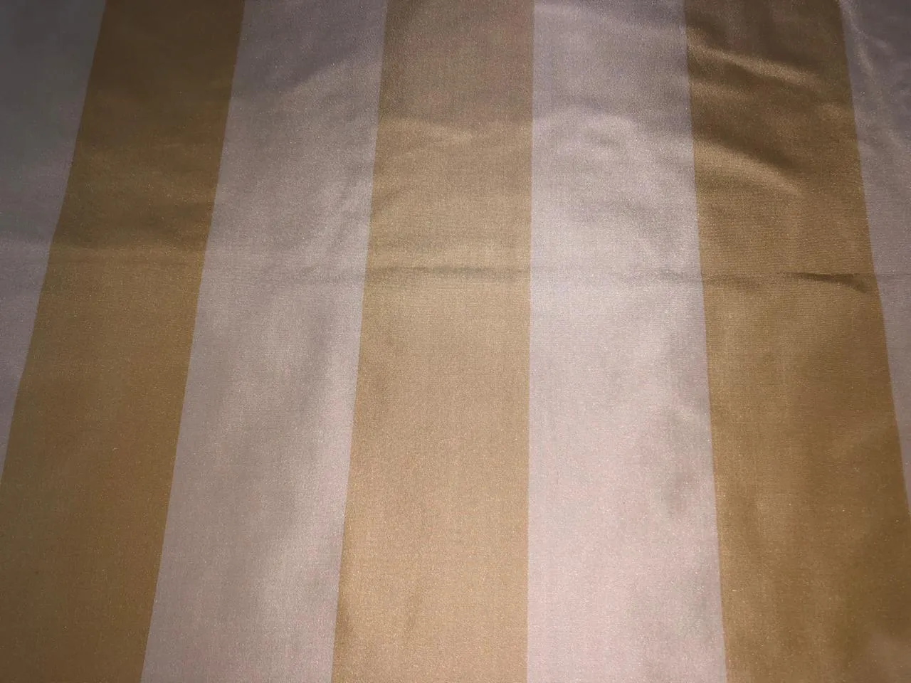 100% Silk Taffeta Fabric  cream and gold Stripes TAFS161[2] 54&quot; wid