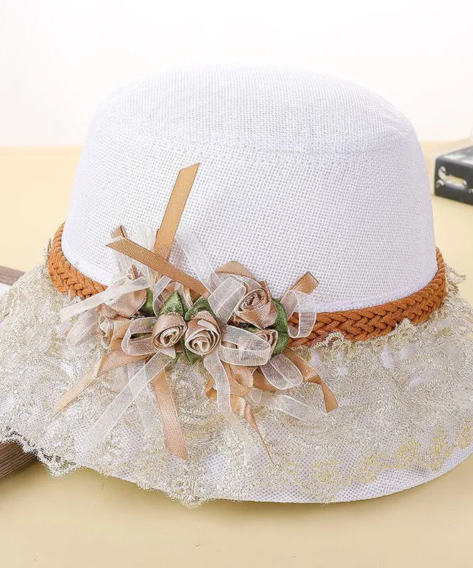 Beautiful Pink Lace Patchwork Floral Linen Floppy Sun Hat