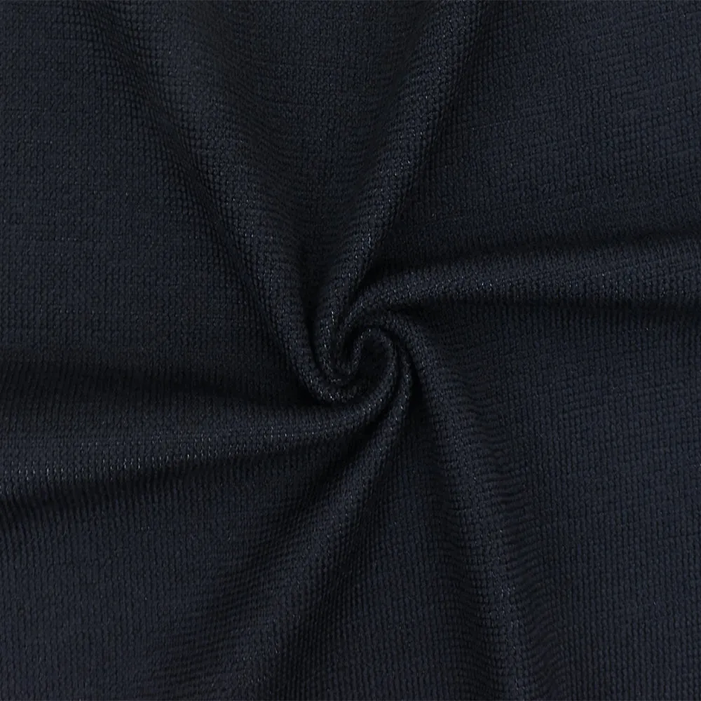 Black-Deep Navy Blue Solid Polyester Wool Double Knit Fabric