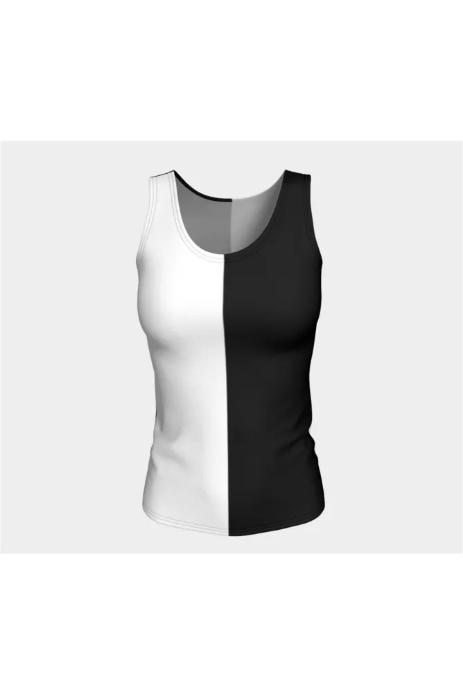 BLACK WHITE FITTED TANK TOP