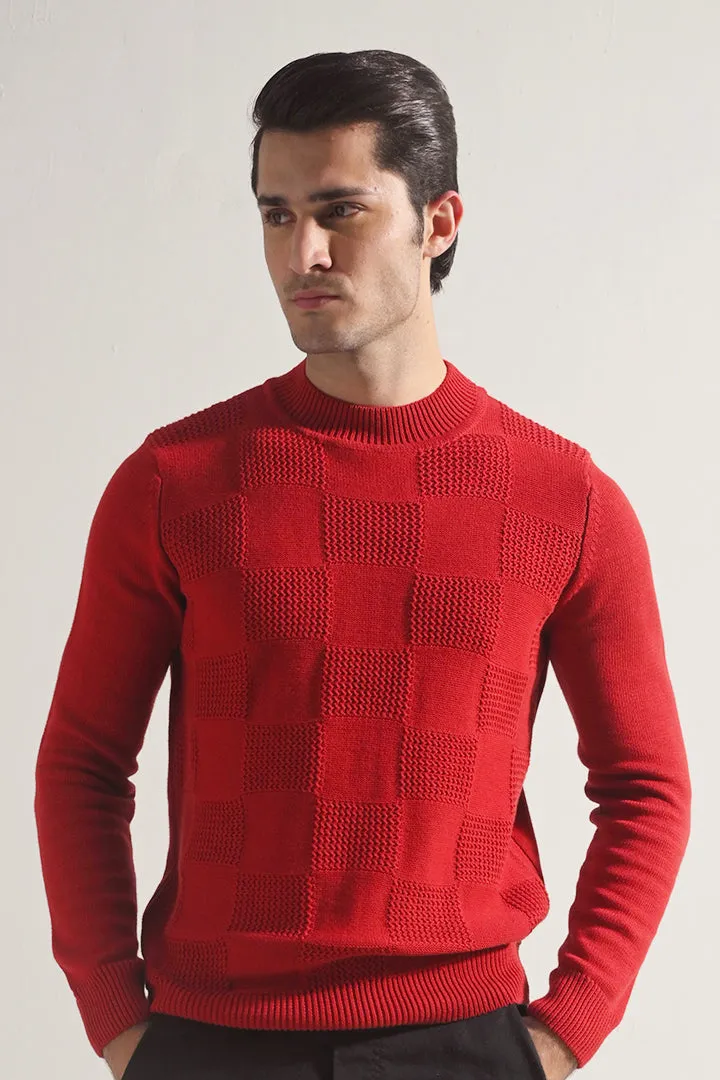 Block Knit Sweater - Maroon