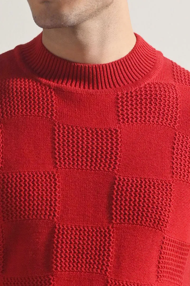 Block Knit Sweater - Maroon