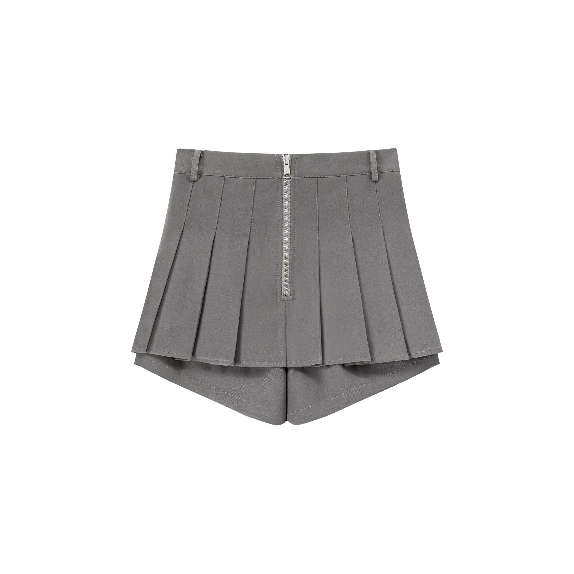 Casual Layered Zipper Pleated Skort