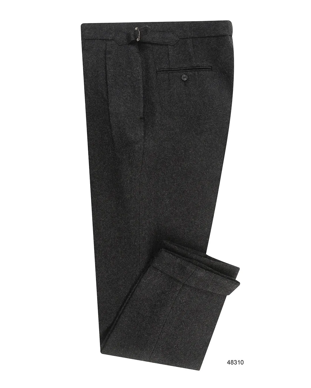 Charcoal Grey 100% Wool Flannel High Waisted Pant