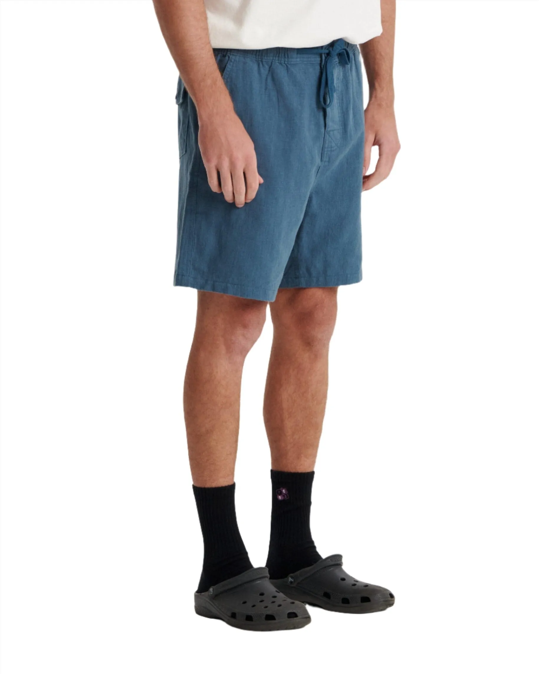 CRITICAL SLIDE Cruiser Linen Shorts Azure