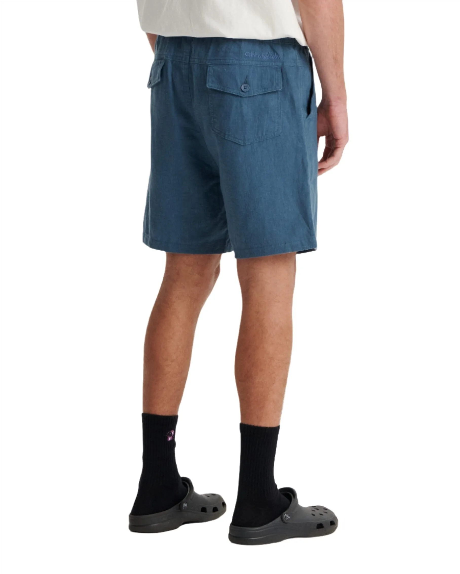 CRITICAL SLIDE Cruiser Linen Shorts Azure