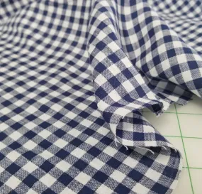 Dublin Quentin Small Gingham Plaid Navy 100% Pure Irish Linen Woven 142 GSM- by the yard