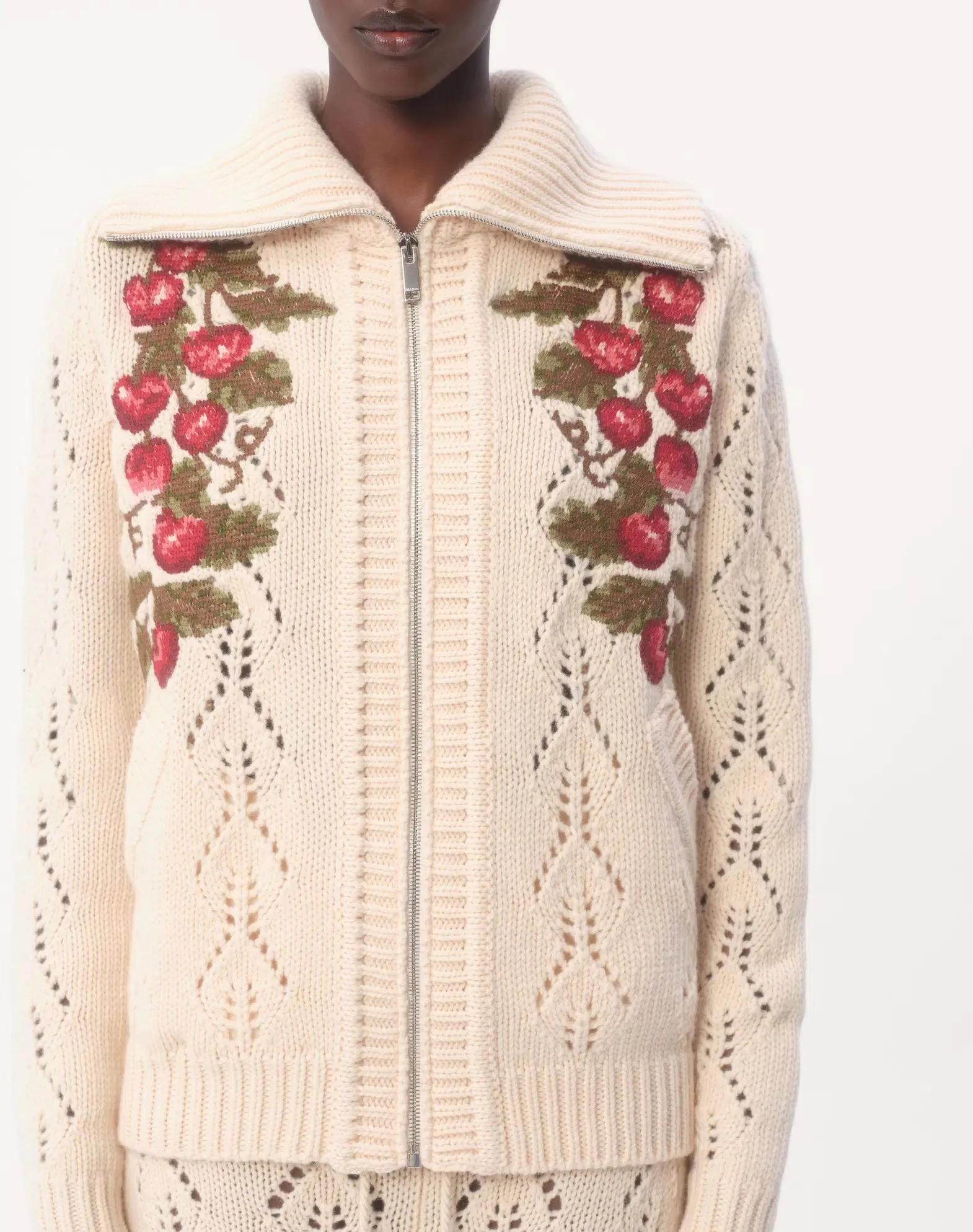 Embroidered Wool Knit Jacket