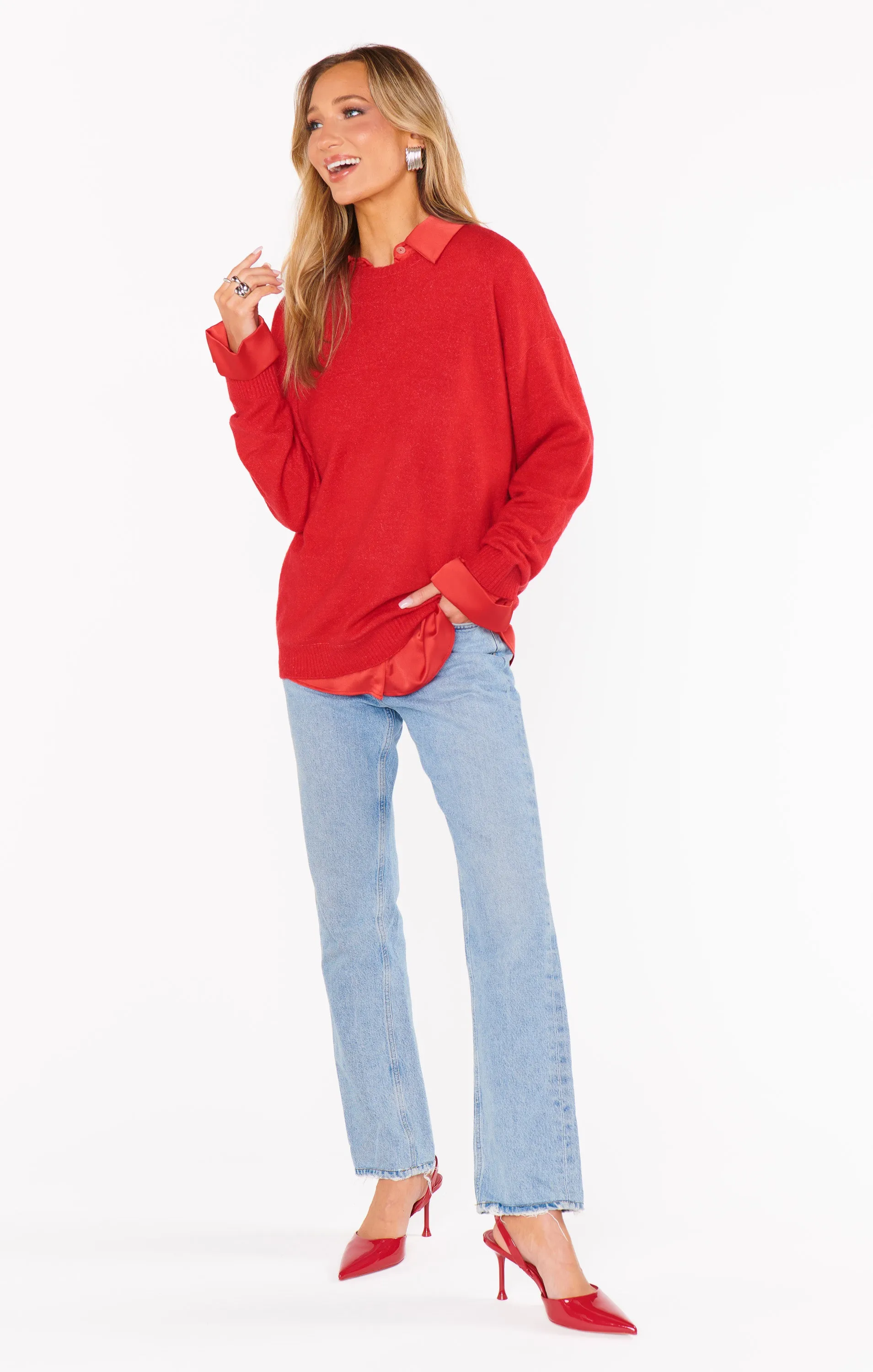 Feel Good Sweater ~ Red Knit