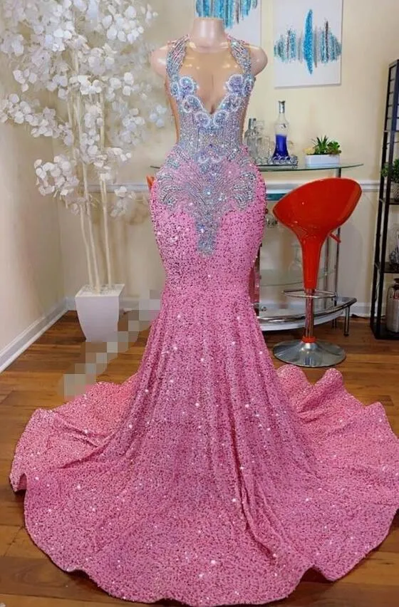 Glitter Sequin Mermaid Long Prom Dresses