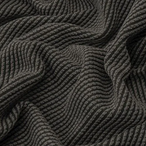 Gray/White Wool Blend Stripe Textured Double Knit Fabric