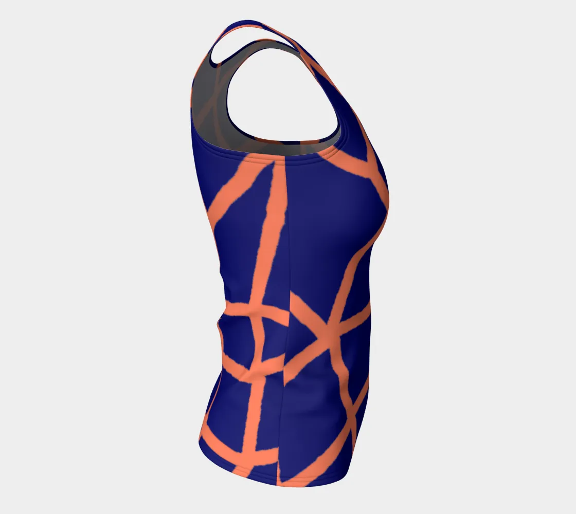 Insook Hwang's art_fitted tank top_ Net_orange_Navy#1