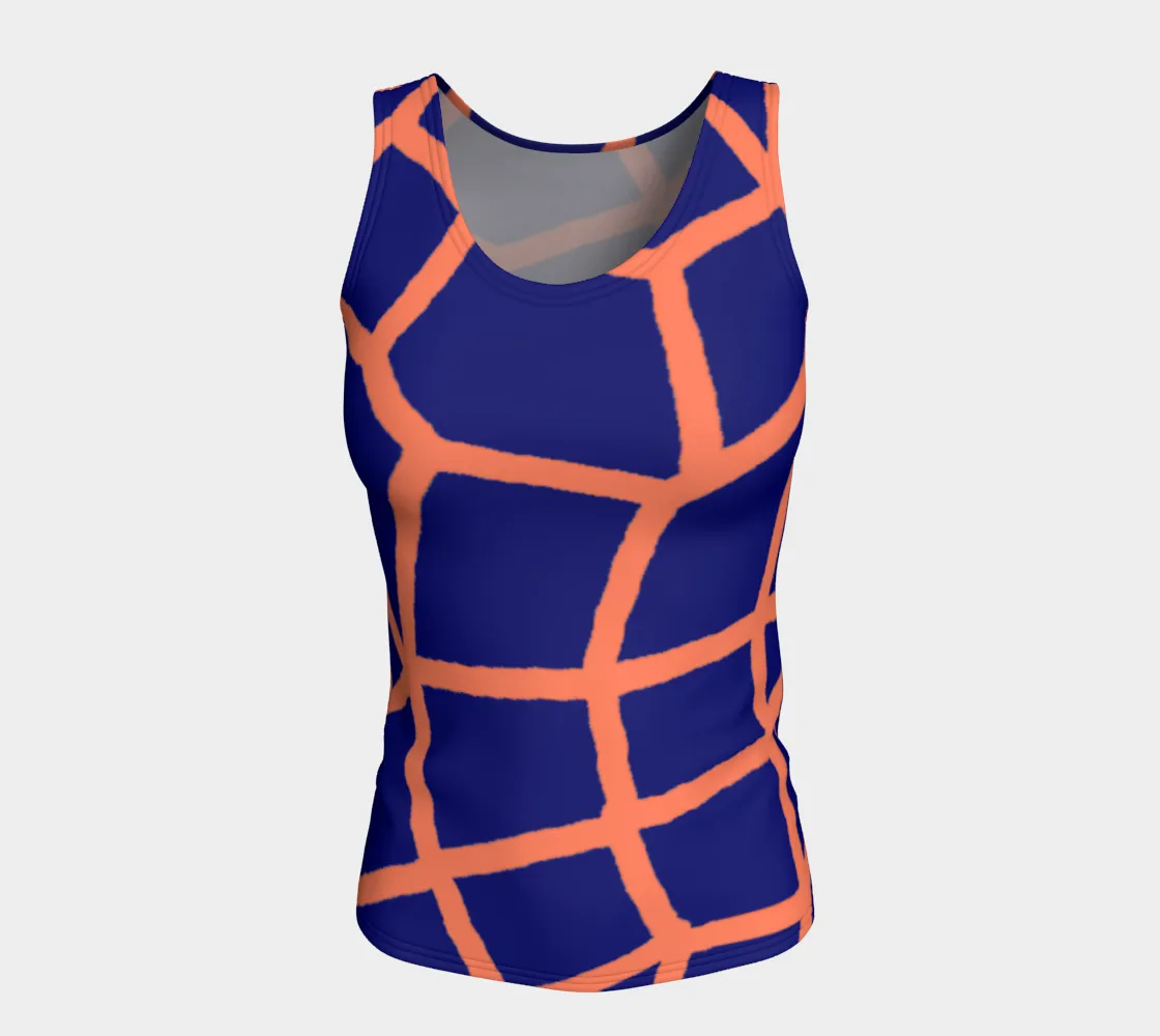 Insook Hwang's art_fitted tank top_ Net_orange_Navy#1