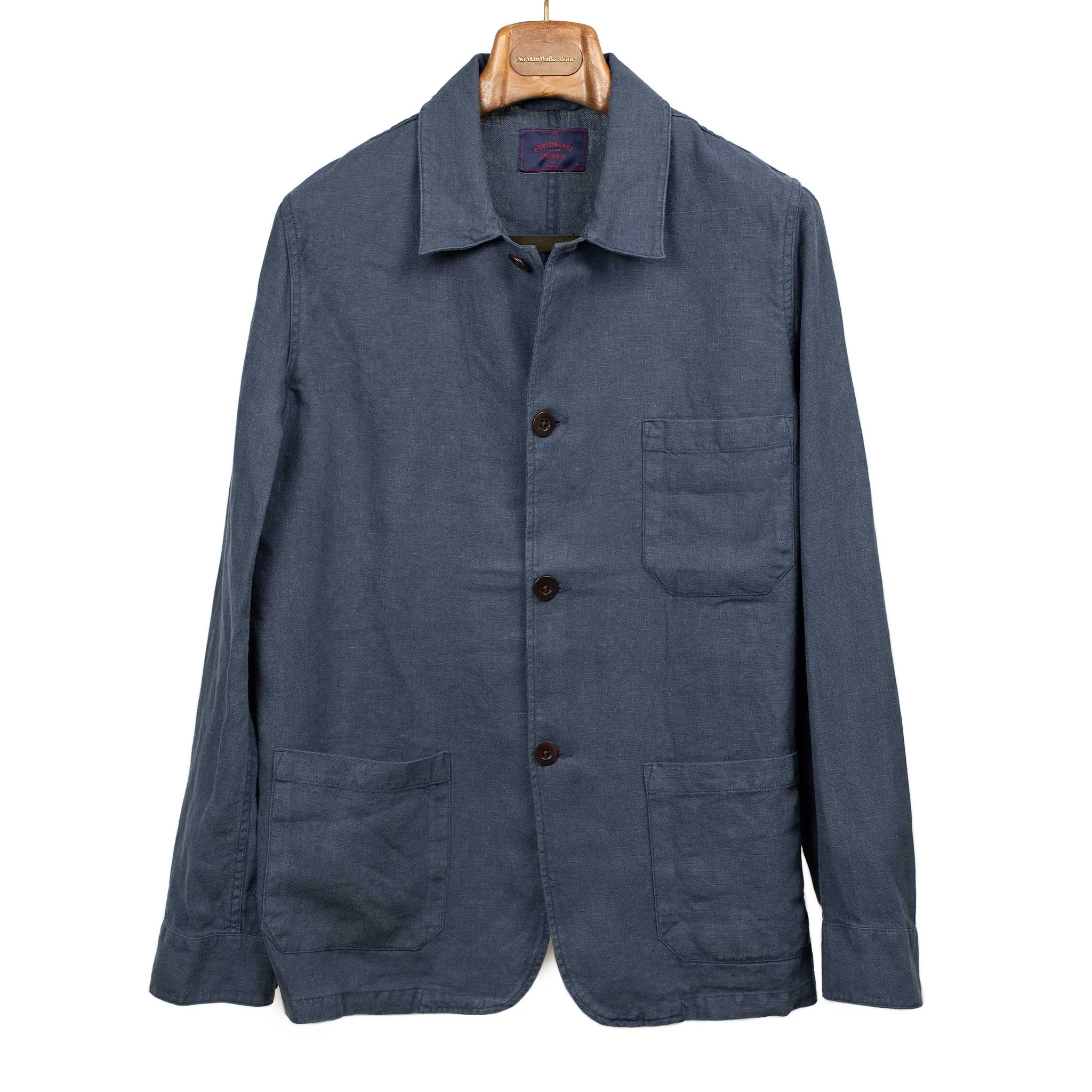 Labura unlined chore jacket in navy blue washed linen (restock)