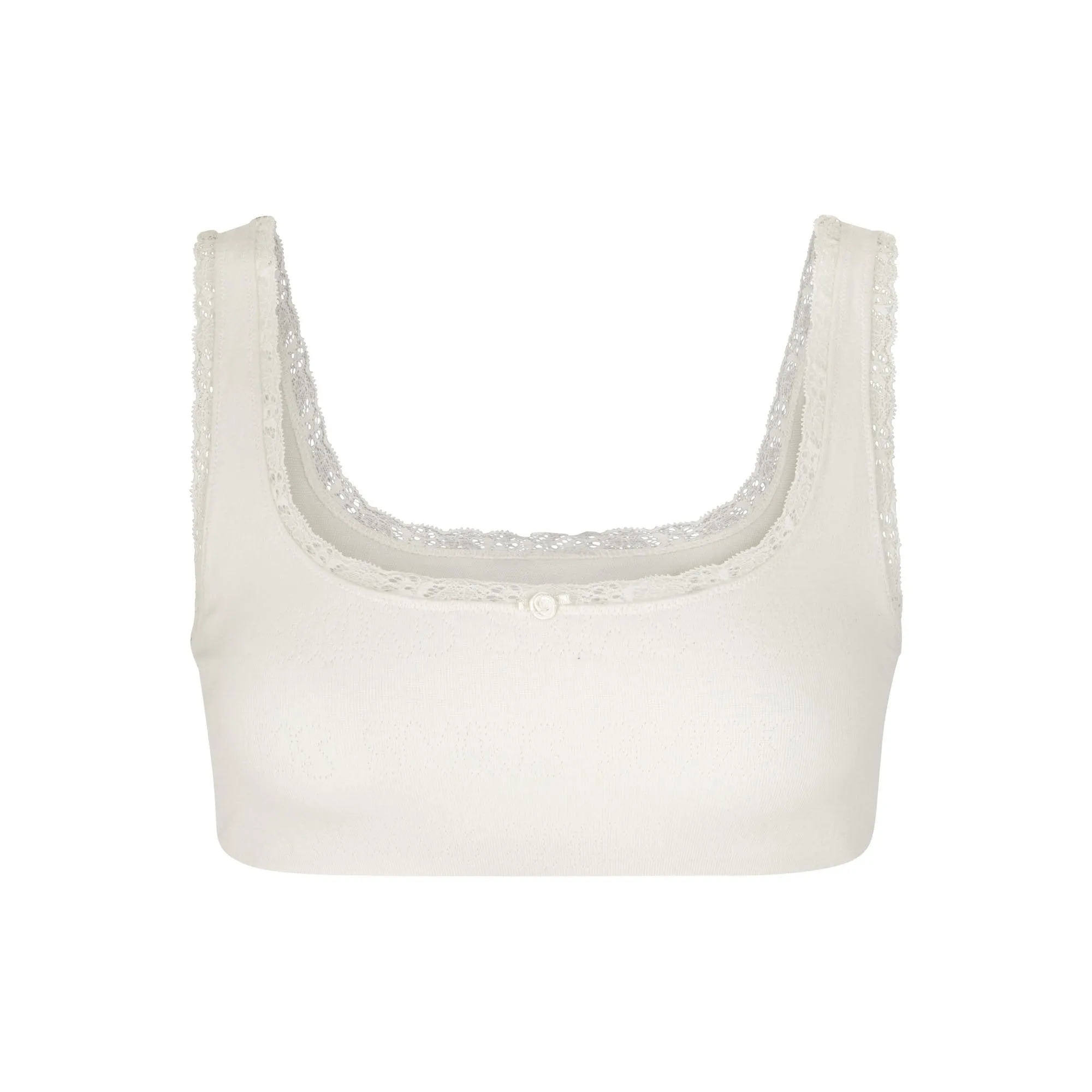 LACE POINTELLE SCOOP NECK BRALETTE | BONE