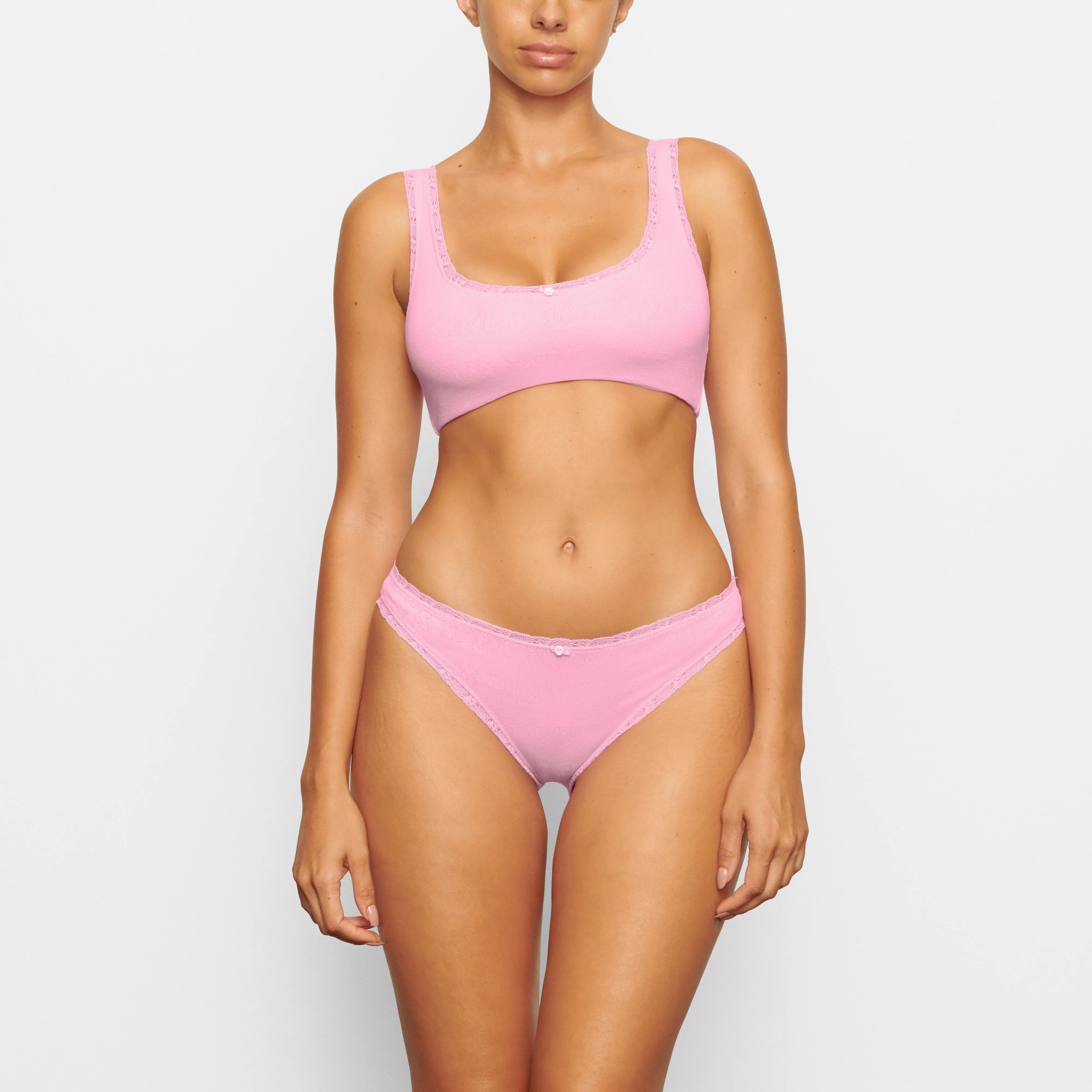 LACE POINTELLE SCOOP NECK BRALETTE | BUBBLE GUM