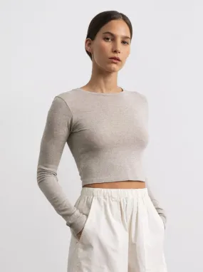 Lia Top, Regen Silk Noil Jersey, Heather Grey