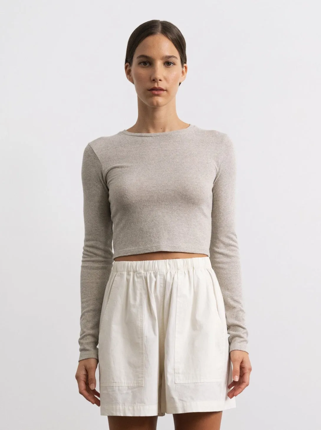 Lia Top, Regen Silk Noil Jersey, Heather Grey