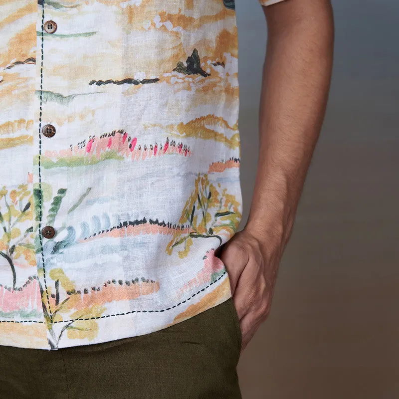 Linen Shirt for Men | Hand-Painted | Multicolour