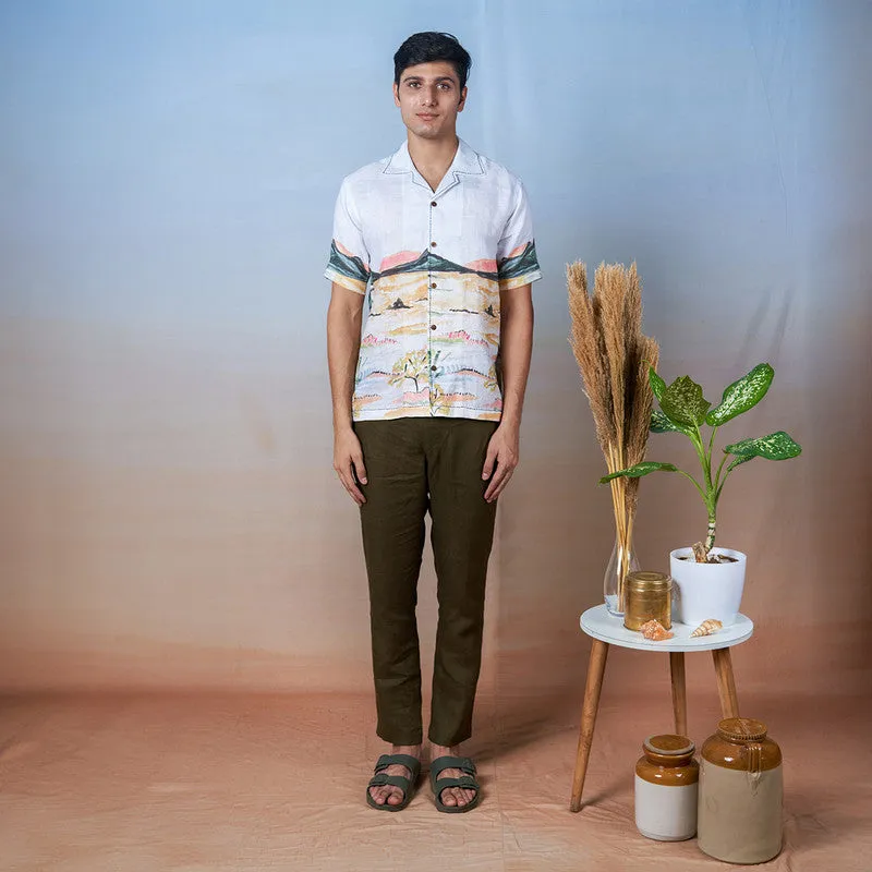 Linen Shirt for Men | Hand-Painted | Multicolour