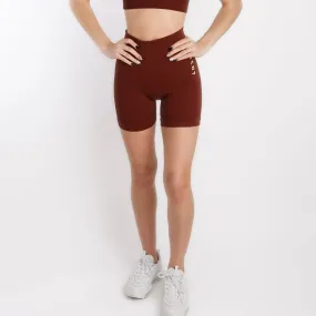 Maddie Ribbed Biker Short- Cinnamon