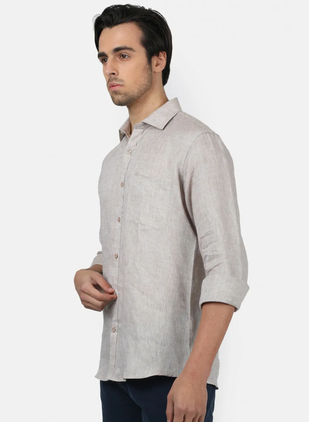 Men Grey Solid Shirts