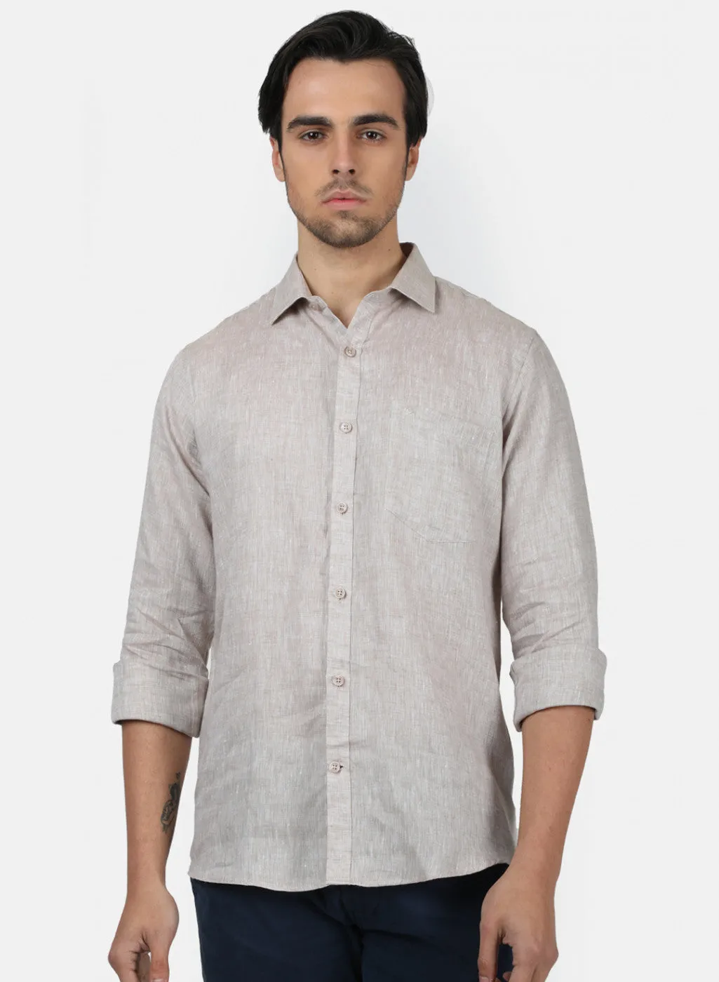 Men Grey Solid Shirts