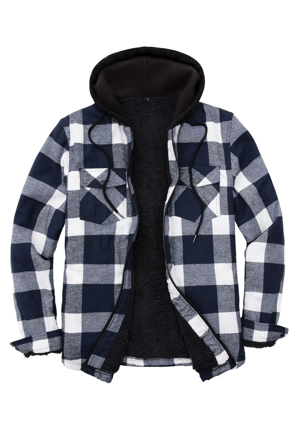 Men's Matching Family Black white Hooded Flannel Jacket