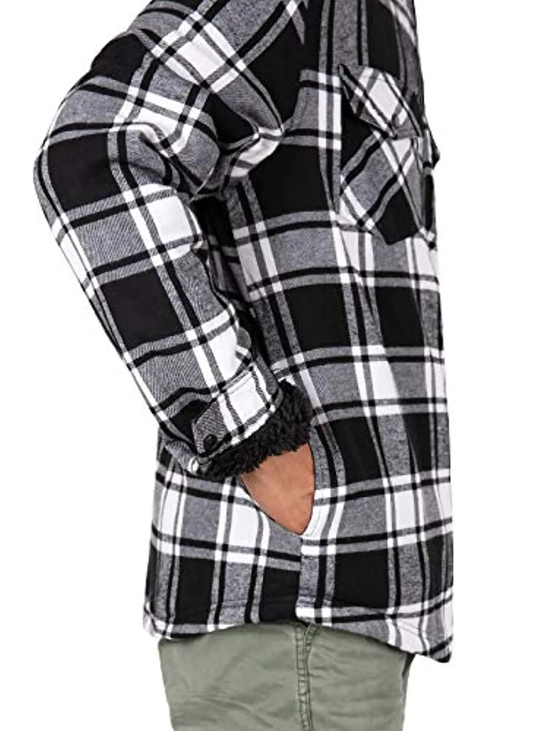 Men's Matching Family Black white Hooded Flannel Jacket