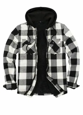 Men's Matching Family Black white Hooded Flannel Jacket