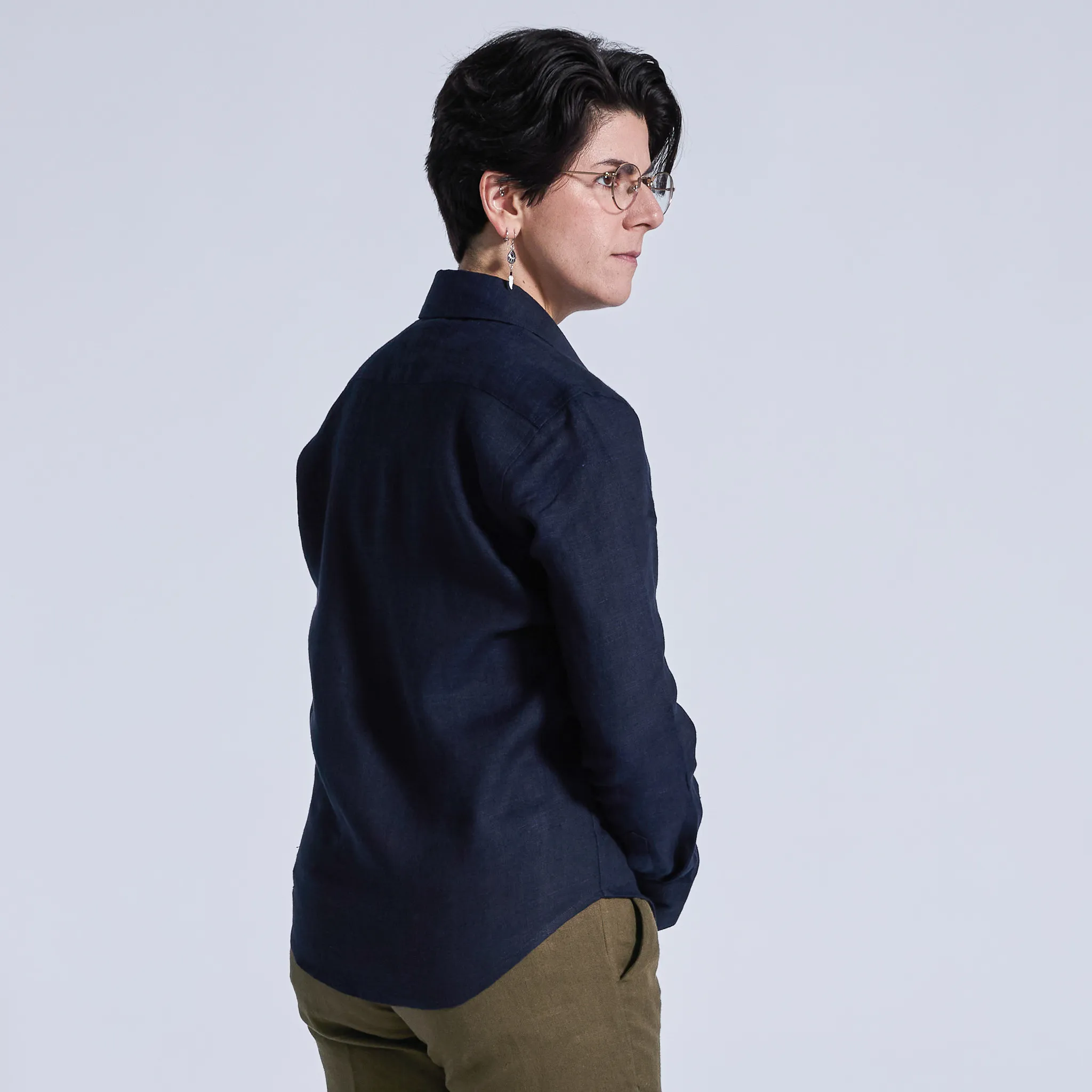 Midnight Sky Linen Long-Sleeve Shirt