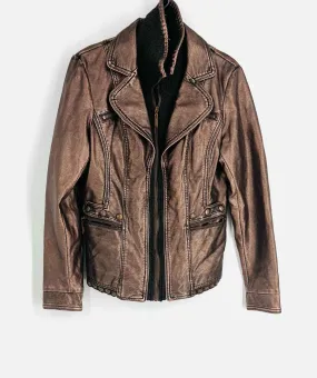 Montana Co. Size M Bronze Faux Leather Jackets Jacket