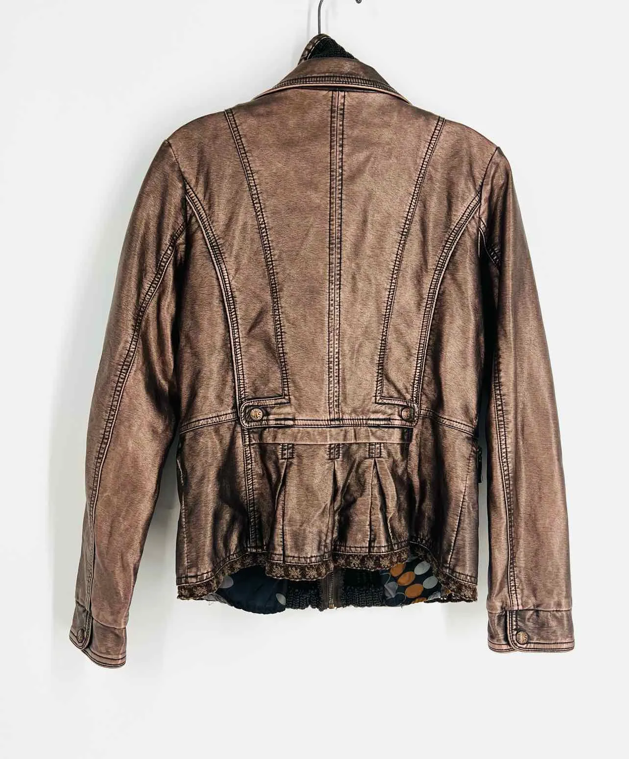 Montana Co. Size M Bronze Faux Leather Jackets Jacket