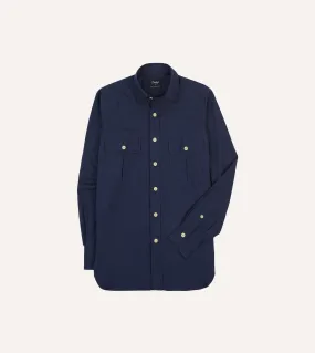 Navy Cotton Flannel Two-Pocket Work Shirt