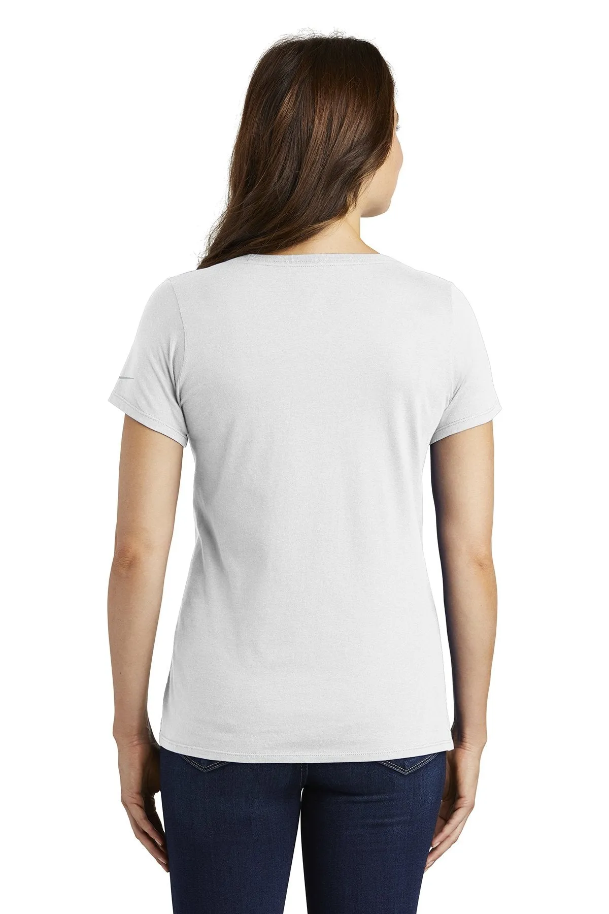 Nike Ladies Core Cotton Scoop Neck Customized Tees, White