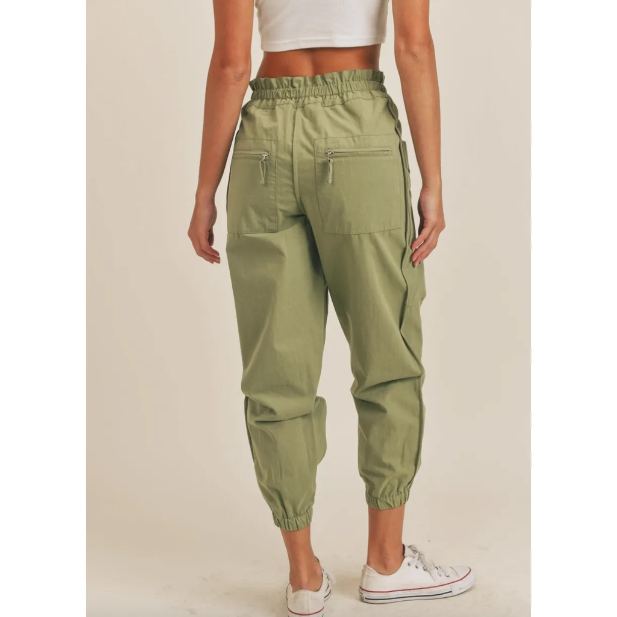 Olive Cotton Jogger Pants