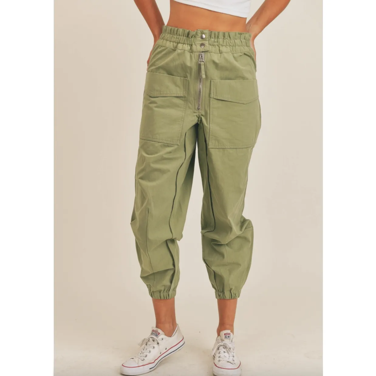 Olive Cotton Jogger Pants