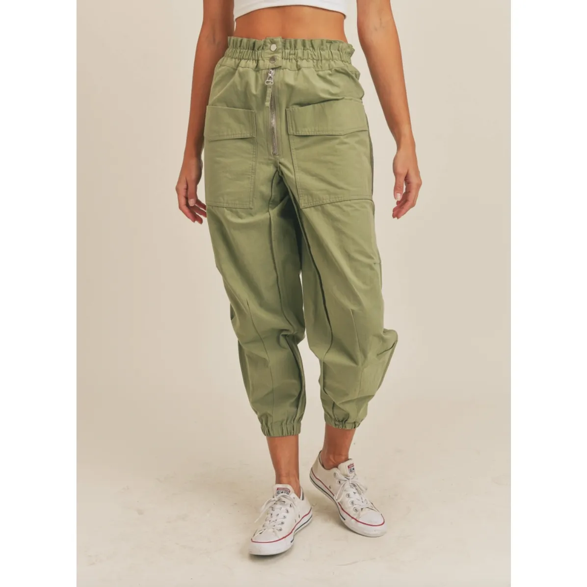 Olive Cotton Jogger Pants