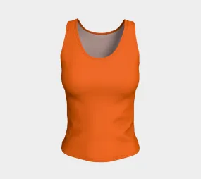 Orange Floral Fitted Tank Top