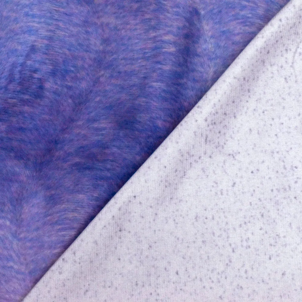 Periwinkle Blue-Purple-Grey Wave Texture Polyester Faux Fur Knit Fabric