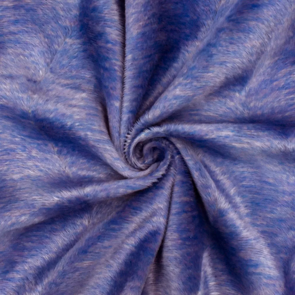 Periwinkle Blue-Purple-Grey Wave Texture Polyester Faux Fur Knit Fabric