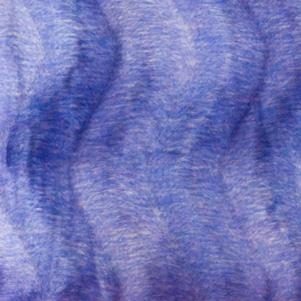 Periwinkle Blue-Purple-Grey Wave Texture Polyester Faux Fur Knit Fabric