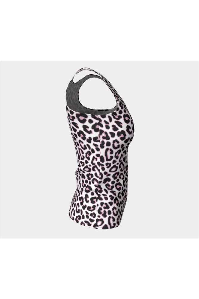 Pink Leopard Print Fitted Tank Top