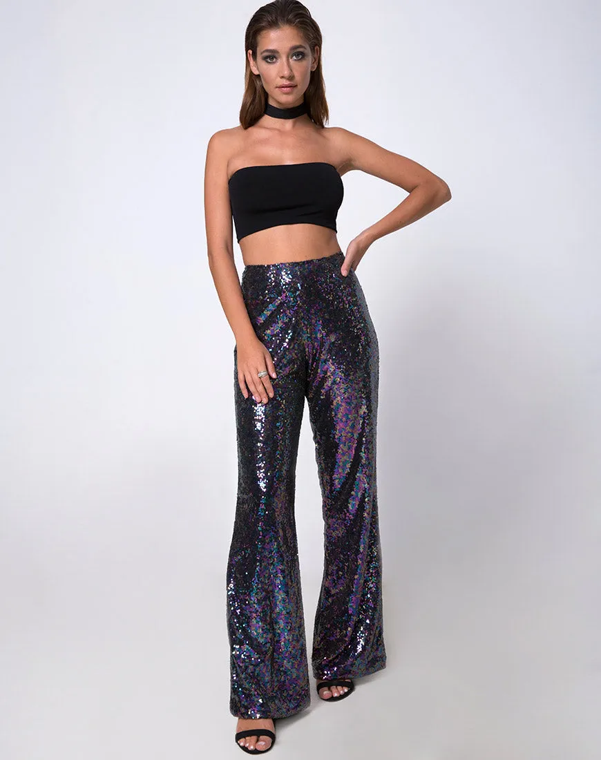 Prague Trouser in Mini Sequin Petrol