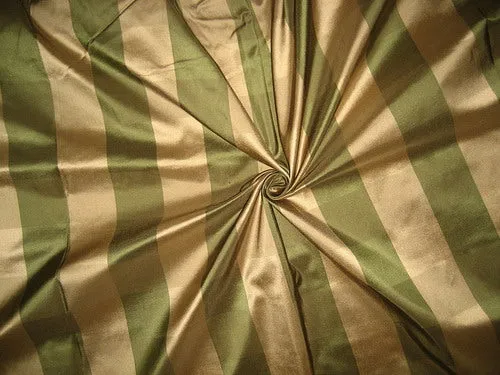 Pure Silk Taffeta Fabric Antique Gold Green plaids 54" wide 1.50 yards single length Taf#C15[5]