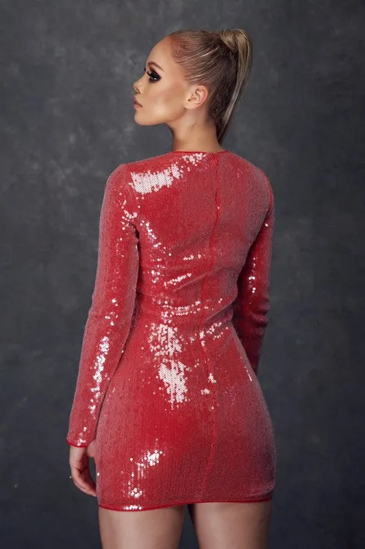 Red Sequin Mini Dress